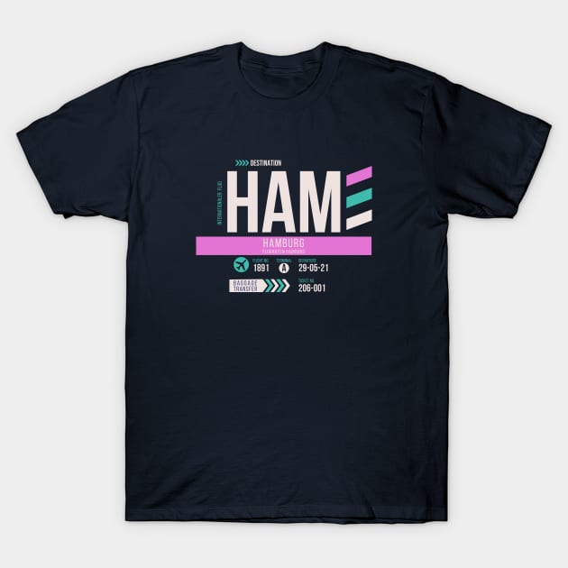 Hamburg (HAM) Airport Code Baggage Tag T-Shirt by SLAG_Creative
